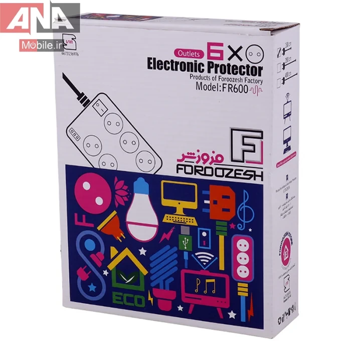 محافظ برق 6 خانه فروزش با کابل 1.8 متري مدل FR600