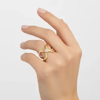 انگشتر طلا 18 عیار زنانه مدل ضربدری گل سایز 60 وزن 1.89 گرم