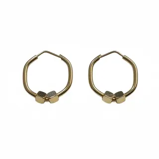 گوشواره طلا 18عیار طرح شش‌ضلعی ساده ارتفاع 1.5 سانت وزن 1.110 گرم 