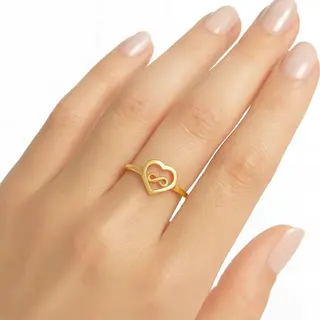 انگشتر طلا 18عیار طرح قلب با نماد بی نهایت سایز 57 وزن 1.220 گرم 