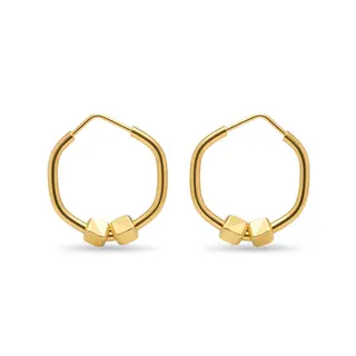 گوشواره طلا 18عیار طرح شش‌ضلعی ساده ارتفاع 1.5 سانت وزن 1.110 گرم 