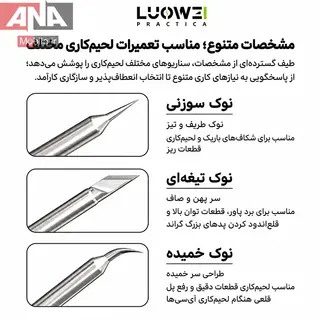 پک 3 عددي نوک هويه سرتعويض سري 210 لووي مدل LUOWEI LW-210-3S