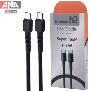 کابل دو سر تايپ سي فست شارژ 60 وات مک دودو مدل Mcdodo