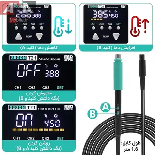 هویه حرفه ای 120 وات تک دسته T210 سوگون مدل SUGON T21