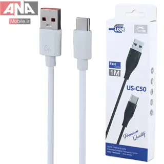 کابل تايپ سي فست شارژ 6 آمپر مدل US-C50 1m
