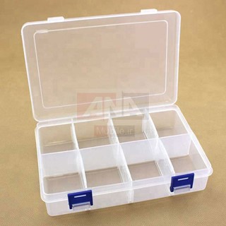 جعبه پلاستيکي 8 قسمتي براي نگه داري قطعات الکترونيکي سايز 192X132X43 mm