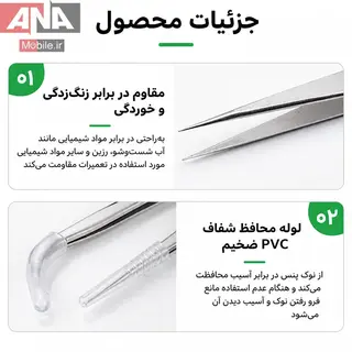 پنس سرکج نوک‌تيز (ضدمغناطيس و دقت بالا) ريلايف مدل RELIFE RT-14SA 