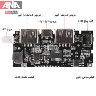 ماژول پاوربانک فست شارژ دوبل USB داراي نمايشگر مدل DIY-18650 H913-A