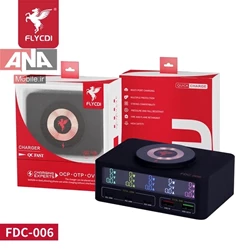 دستگاه تست شارژ 5 پورت فست وايرلس دار مدل FLYCDI FDC-006 140W