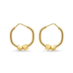 گوشواره طلا 18عیار طرح شش‌ضلعی ساده ارتفاع 1.5 سانت وزن 1.110 گرم 