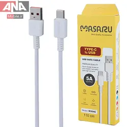 کابل شارژ تايپ سي فست شارژ 5 آمپر ماسارو مدل Masaru M304C 5A 1.1m
