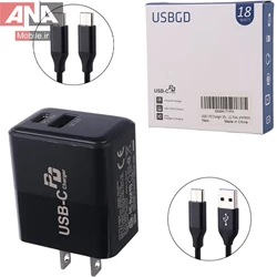 کلگي شارژر 18 وات + کابل تايپ سي مدل USBGD PD-054C PD QC3.0